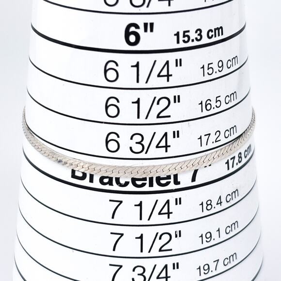 Vintage Sterling Silver 925 Herringbone Chain Bracelet 7" - Picture 5 of 6